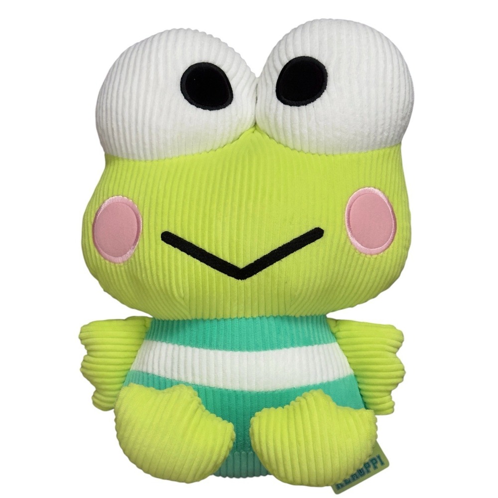 Sanrio Keroppi Corduroy 12" Plush Green Round 1 Arcade Prize Stuffed Animal